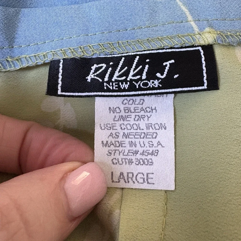 Rikki J. New York Floral Ombre Mini Skirt Blue Green Made in USA 4548 Large NWT